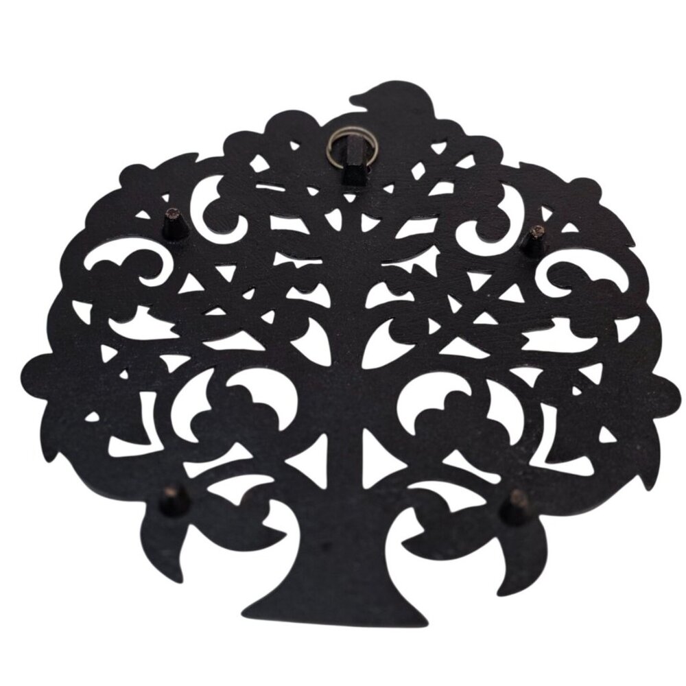 Vintage Cast Iron Copper Finish Trivet Tree of Life w/ Bird Wall Decor - Picture 3 of 6